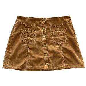 Kendall + Kylie Tan Corduroy Snap Button Front Mini Skirt Womens Size 29